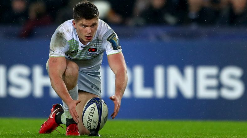 Saracens fly-half Owen Farrell returns from injury to start for the two-time European Rugby Champions Cup winners on Sunday against Pool 3 winners Leinster Rugby at the Aviva Stadium